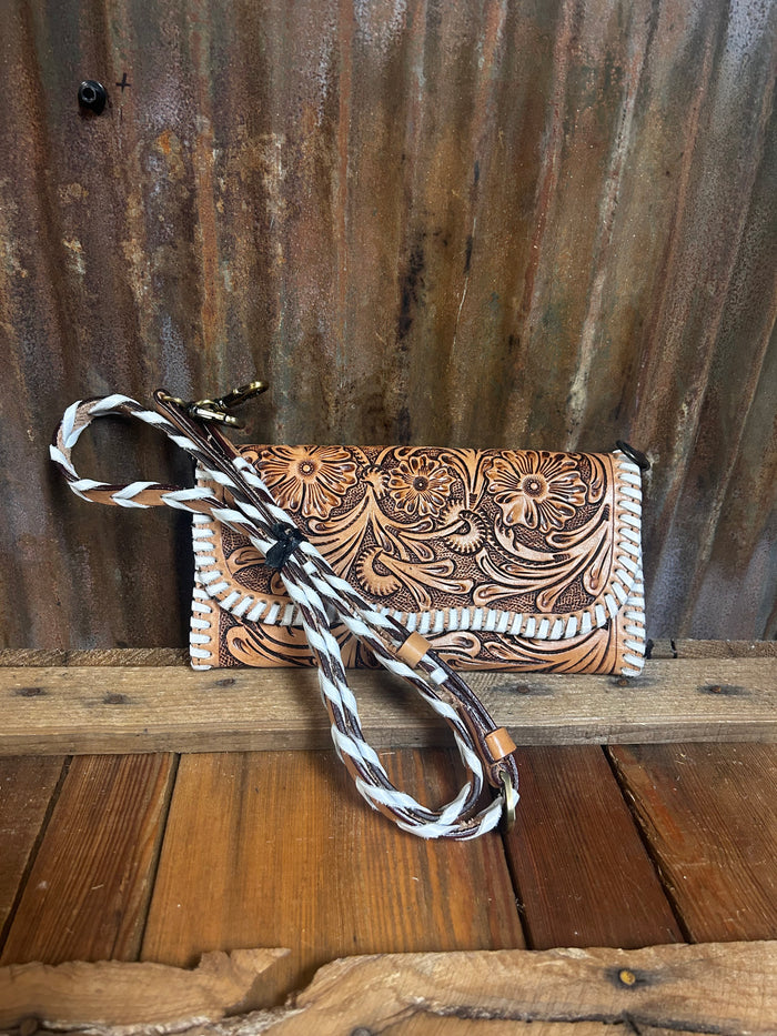 Challenger Floral Tooled Leather Wallet/Crossbody