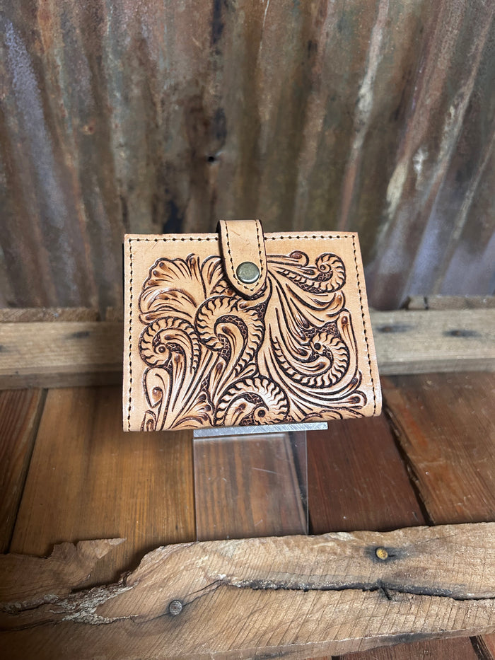 Challenger Money Card Holder with Tooled Leather