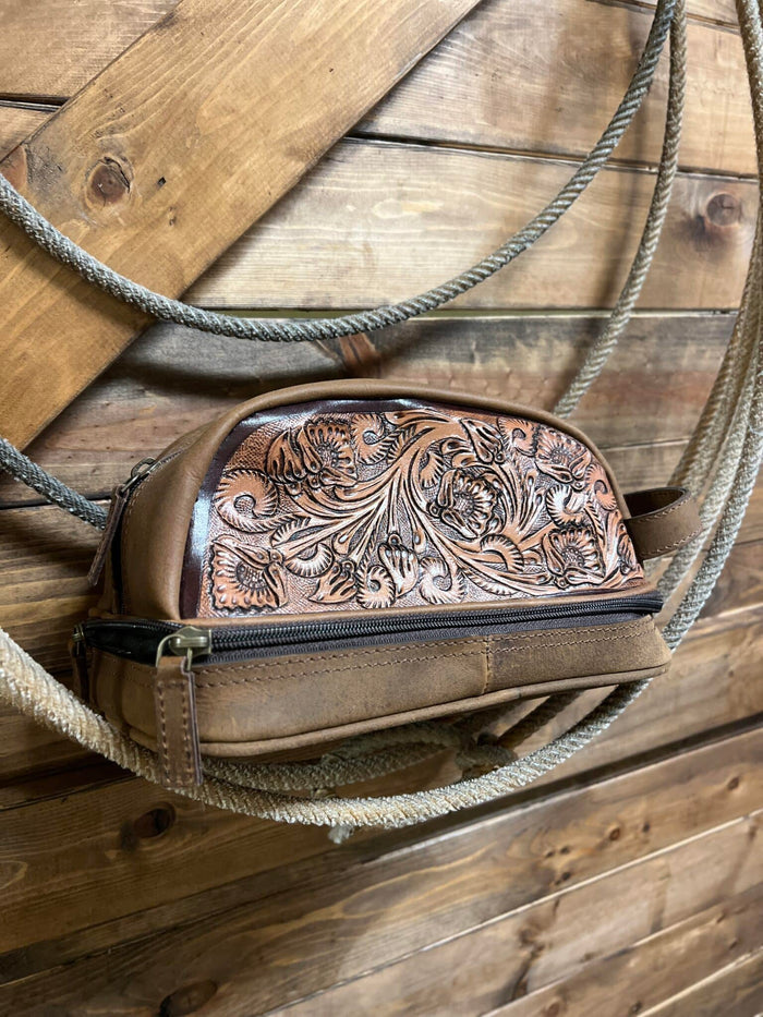 Challenger Tolled Leather Double Stacked Toiletry Bag