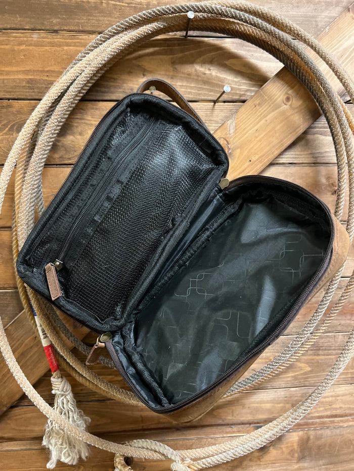 Challenger Tolled Leather Double Stacked Toiletry Bag