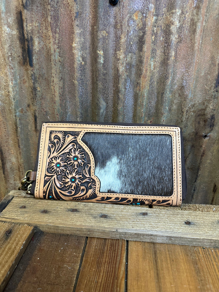 Challenger Western Tooled Cross Body Clutch