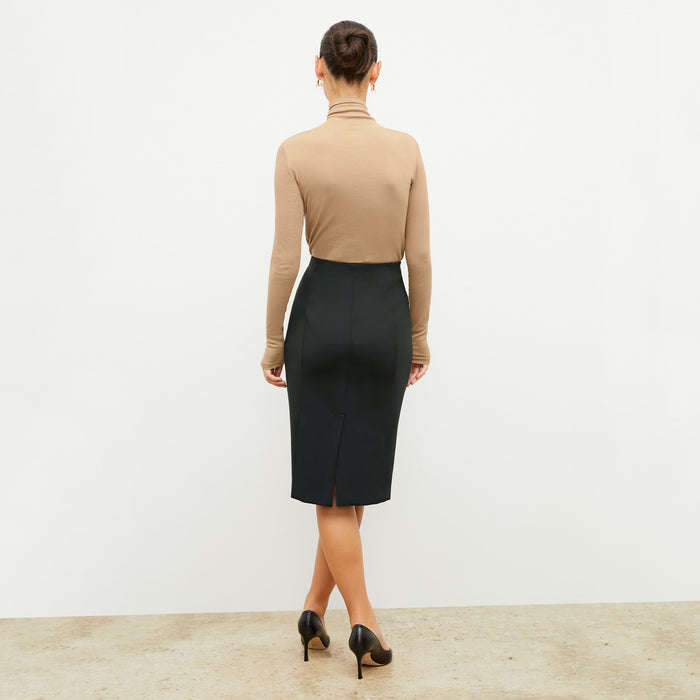 Image of a woman wearing the Chantal Skirt - Light Scuba in Forest