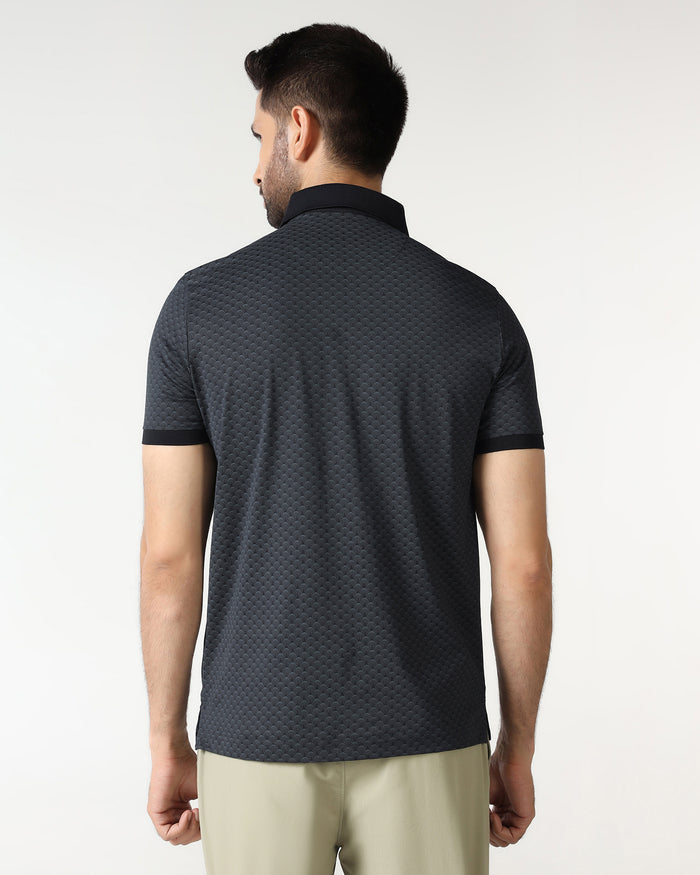 Charcoal Abstract Print Polo - Deco
