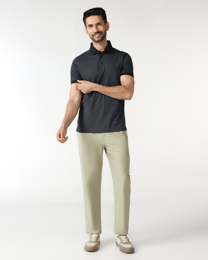 Charcoal Abstract Print Polo - Deco