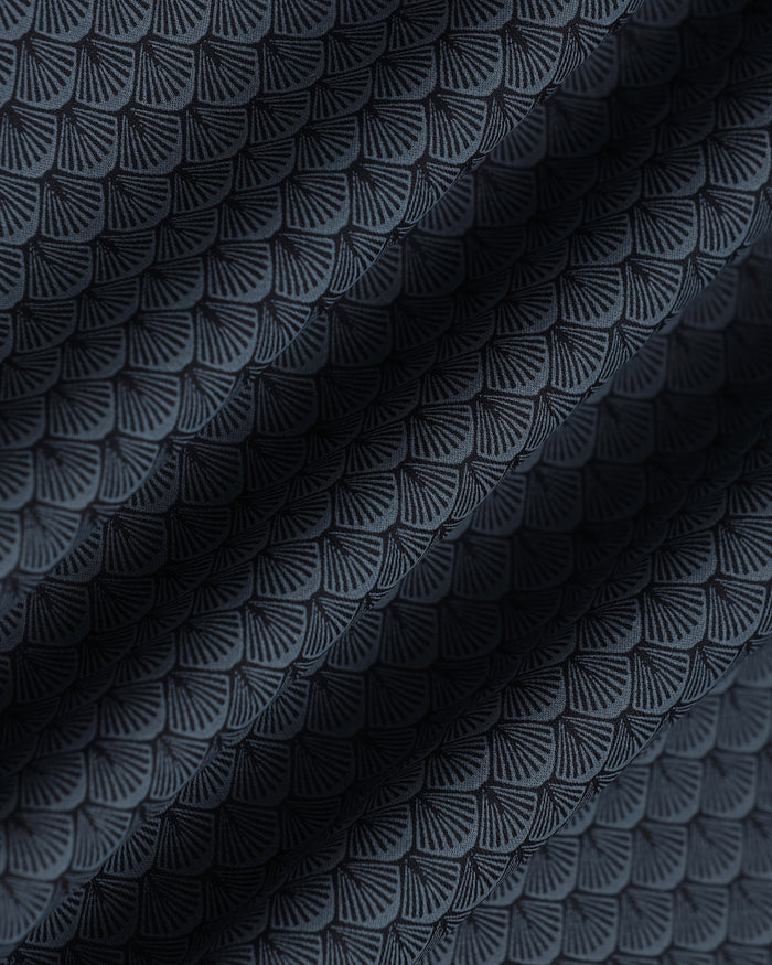 Charcoal Abstract Print Polo - Deco
