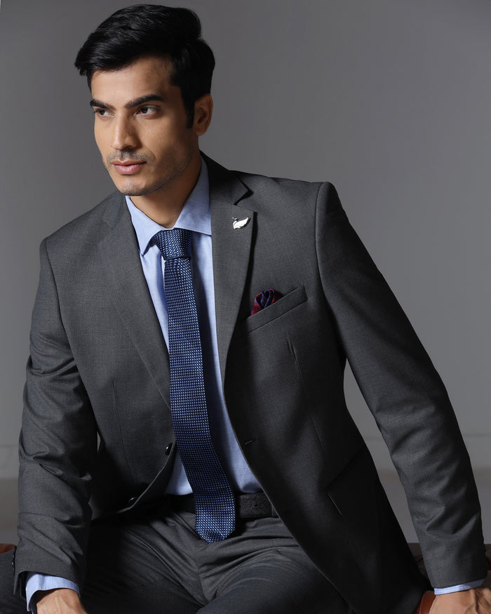 Charcoal Two Piece Textured Suit - Brim