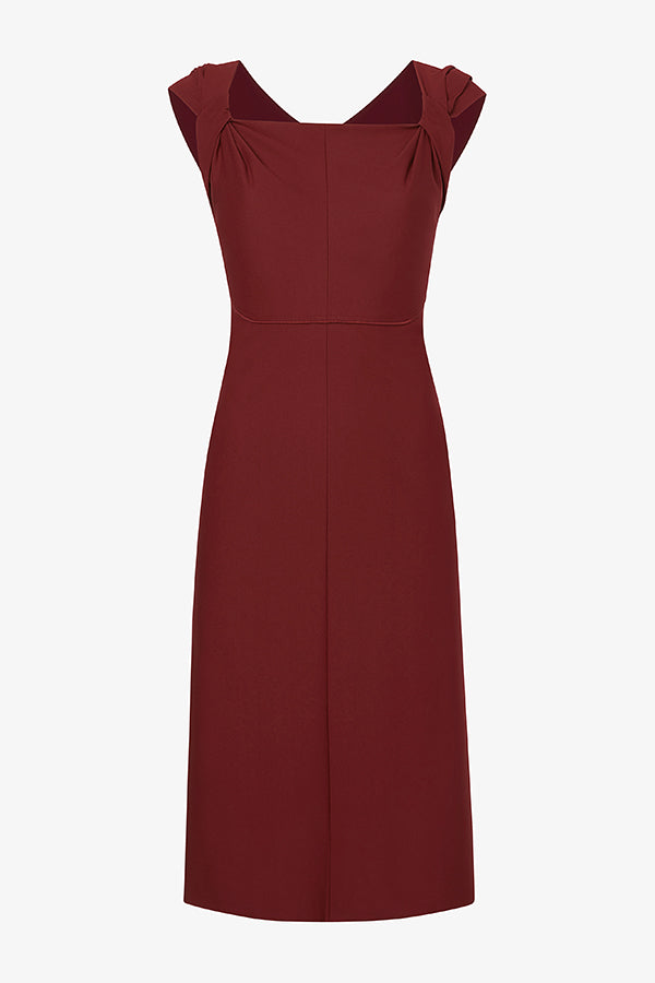Packshot image of the Charlene Dress in Maroon | Still | Exclude