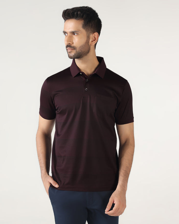 Cherry Lacquer Stripe Polo - Tip