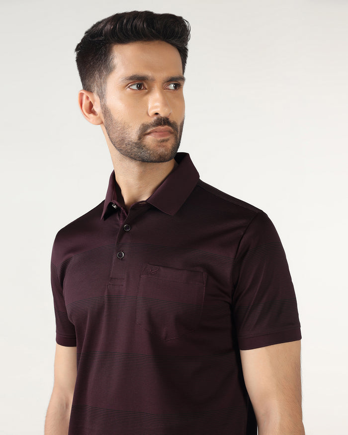 Cherry Lacquer Stripe Polo - Tip