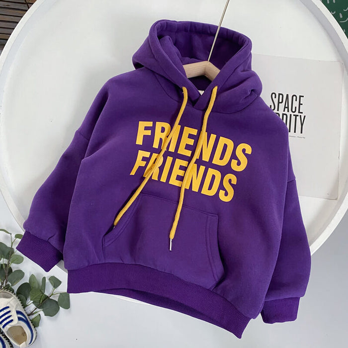 Children's Padded Hooded Sweater For Winter | Letter Print Kids Hoodie