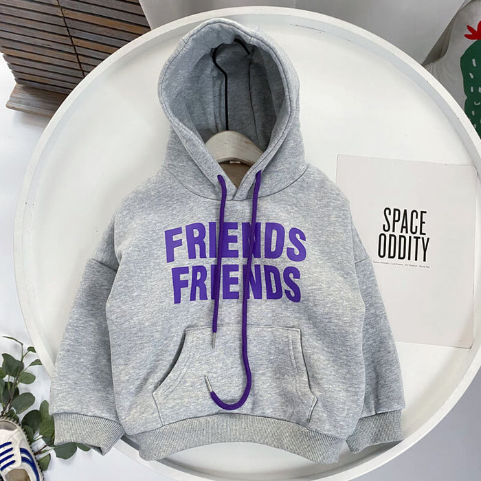 Children's Padded Hooded Sweater For Winter | Letter Print Kids Hoodie