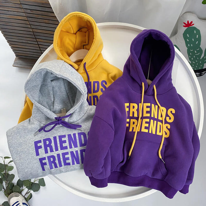 Children's Padded Hooded Sweater For Winter | Letter Print Kids Hoodie
