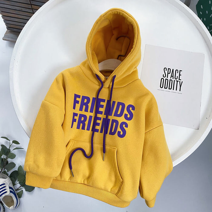 Children's Padded Hooded Sweater For Winter | Letter Print Kids Hoodie