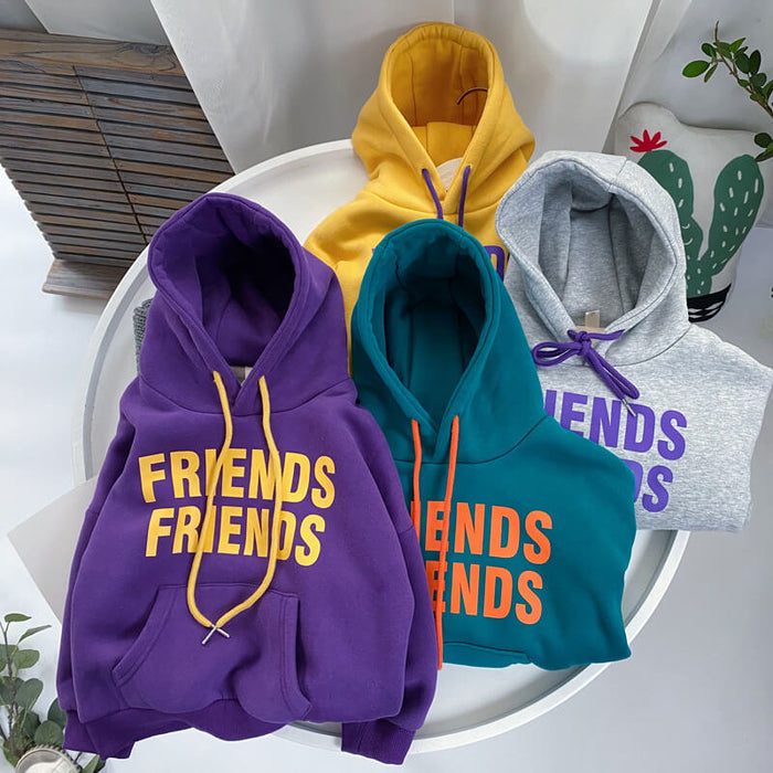 Children's Padded Hooded Sweater For Winter | Letter Print Kids Hoodie