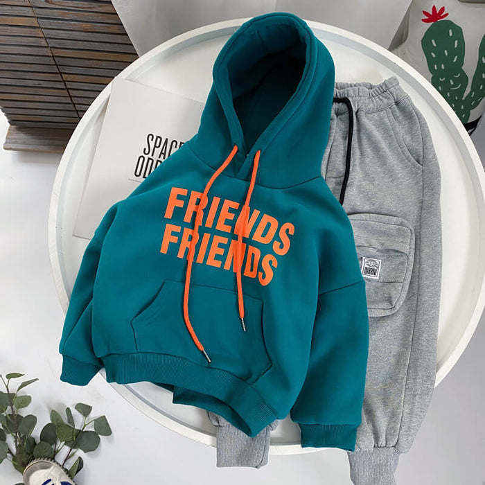 Children's Padded Hooded Sweater For Winter | Letter Print Kids Hoodie