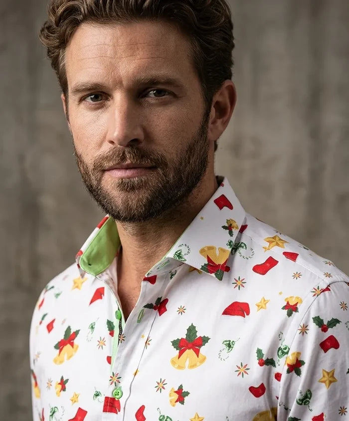 Christmas Mistletoe Print Men's Shirt