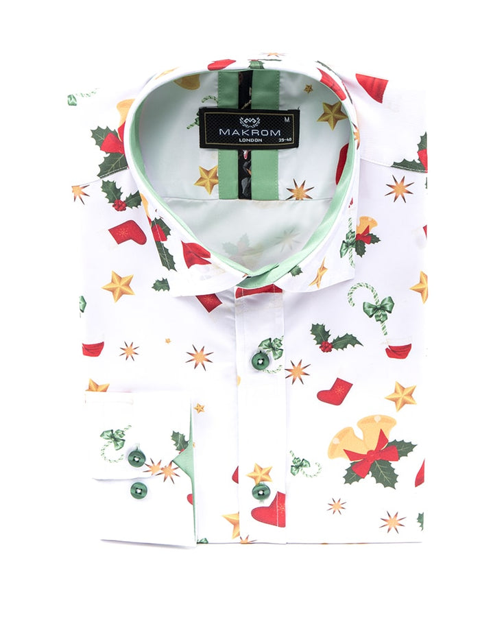 Christmas Mistletoe Print Men's Shirt-Makrom