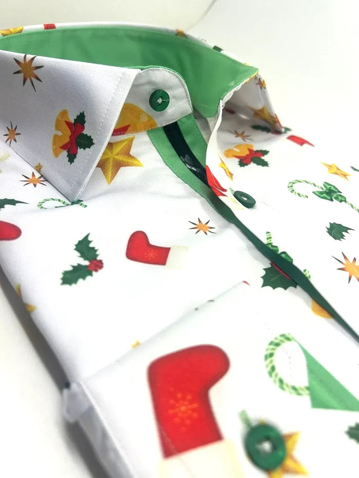Christmas Mistletoe Print Men's Shirt-Makrom