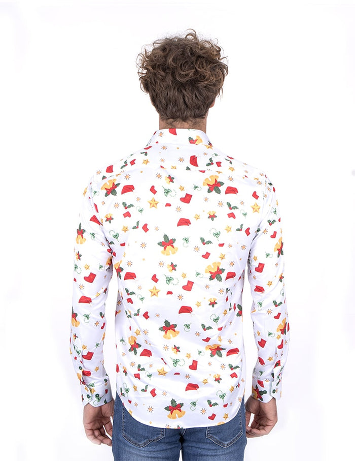 Christmas Mistletoe Print Men's Shirt-Makrom
