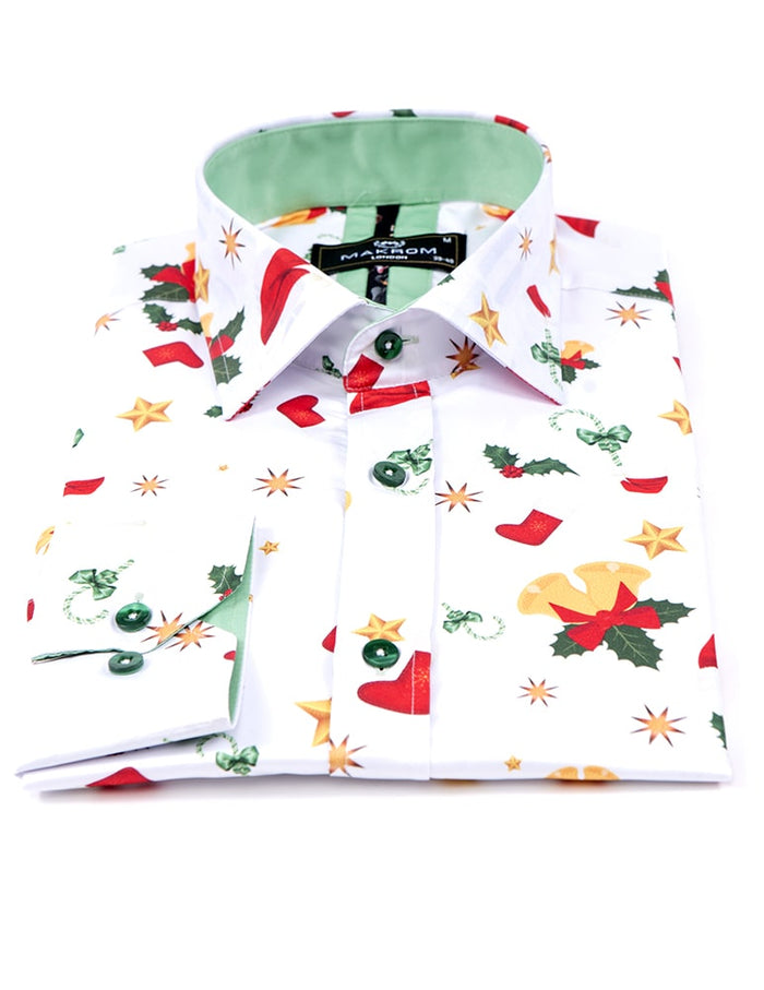 Christmas Mistletoe Print Men's Shirt-Makrom