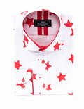 Christmas White Star Print Men's Shirt-Makrom