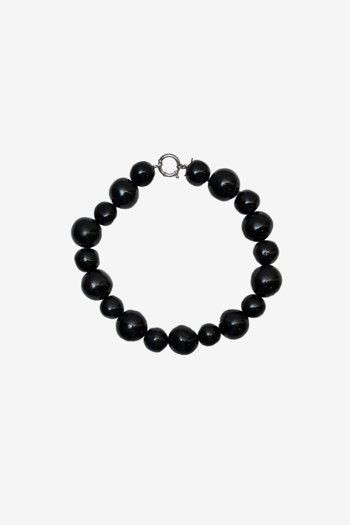 Chunky Black Beaded Necklace image 0