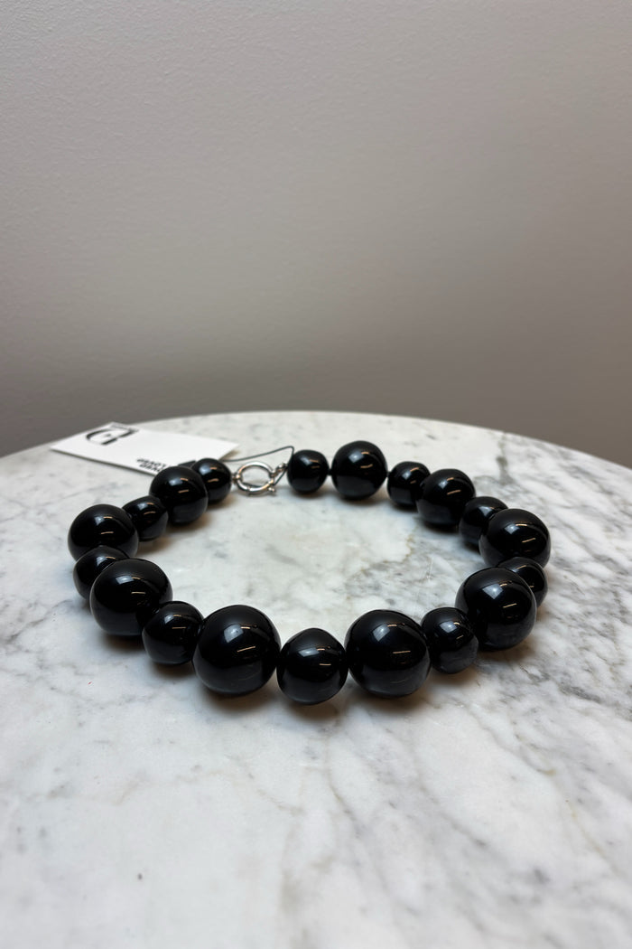 Chunky Black Beaded Necklace image 1