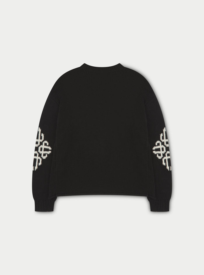 CHUNKY KNIT EMBLEM JUMPER - BLACK