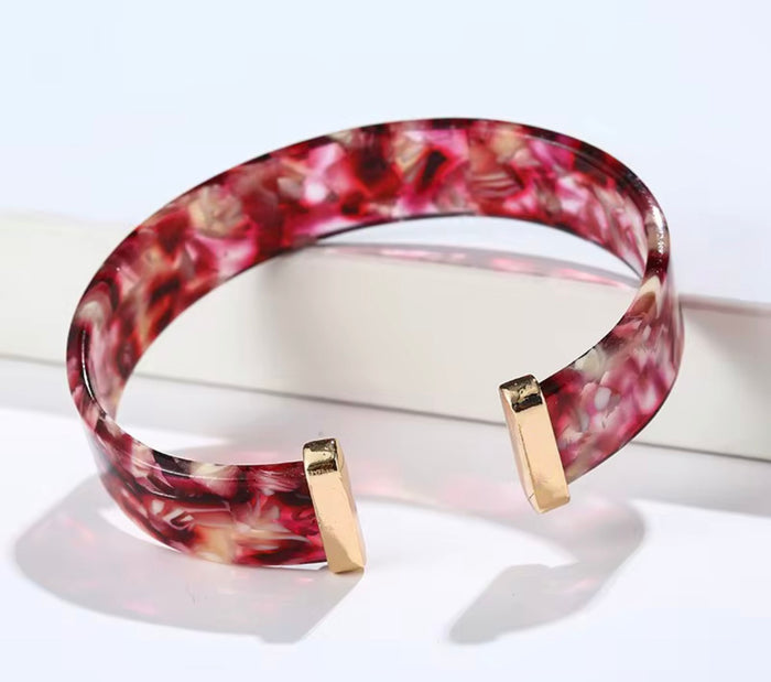 Chunky resin bracelet cuff — colorful statement bangle bracelet for women | All Put Together