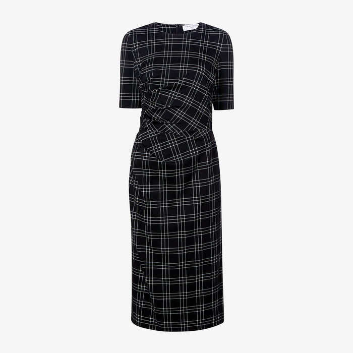 packshot image of the ciela dress in black/white