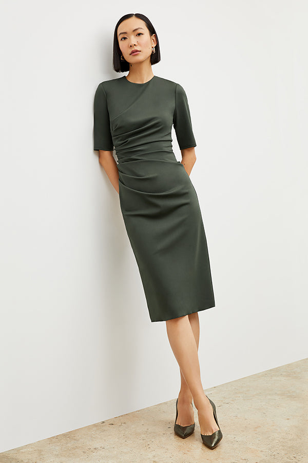 Image of a woman wearing the Ciela Dress in Dark Aloe | Grid | Exclude