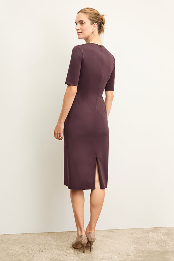 back image of a woman wearing the ciela dress in grape | Exclude