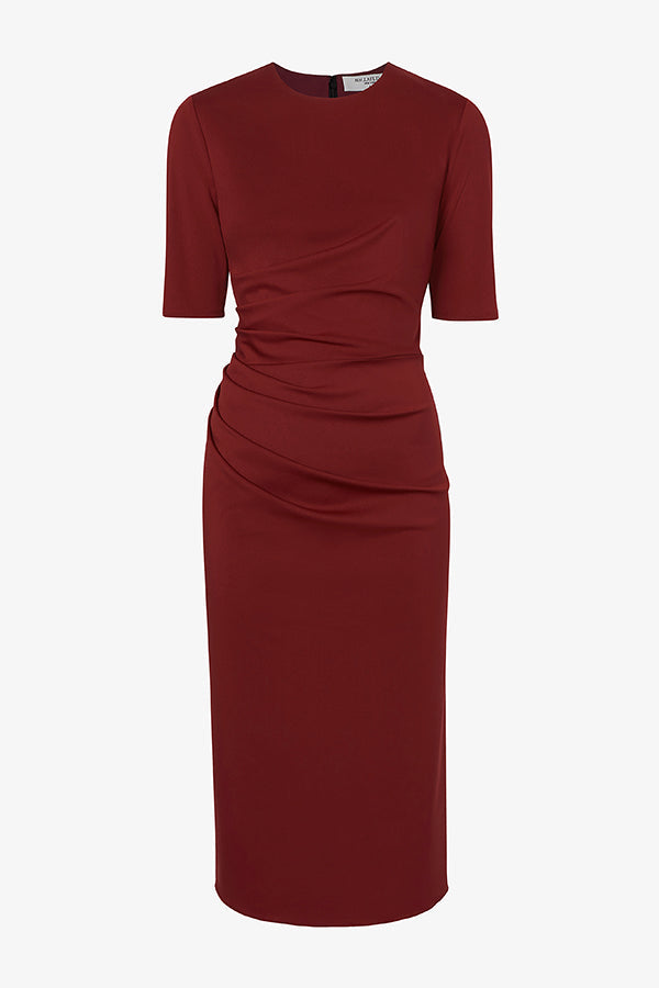 Packshot image of the Ciela Dress in Maroon | Still | Exclude