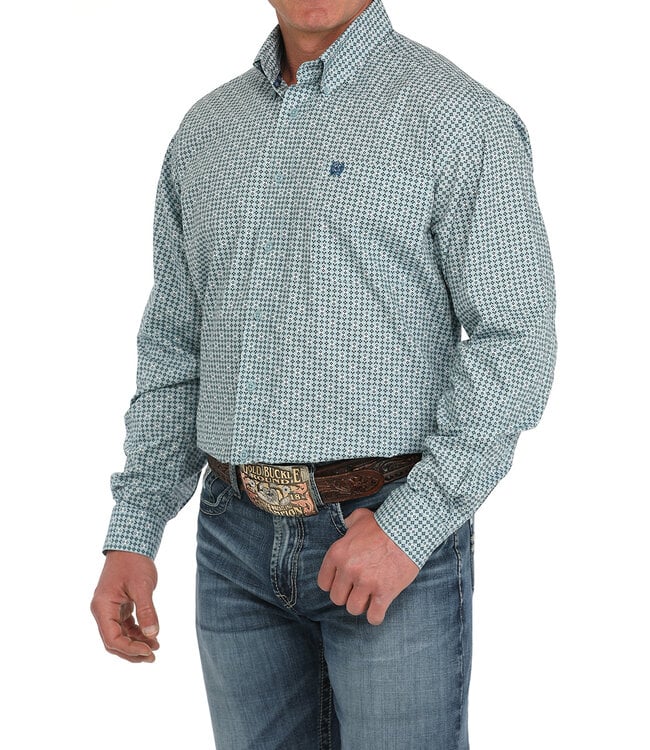 Cinch Long Sleeve Green Print Shirt