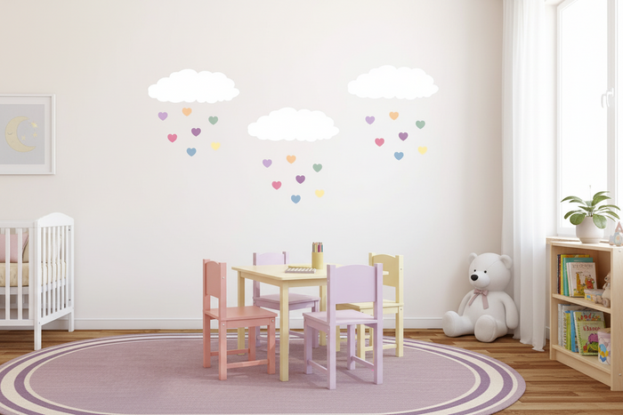 Kids Wall Decals Clouds Hearts Rainbow, Nursery Wall Stickers, Nursery Decor & Accessories | Pippa + June
