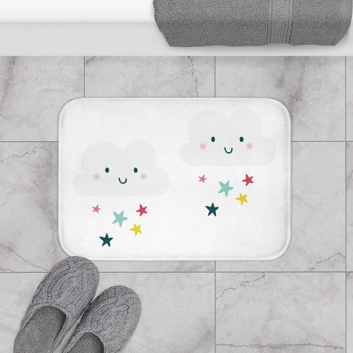 Kids Bath Mat Clouds Stars, Kids Bathroom Decor, Kids Modern Decor | Pippa + June