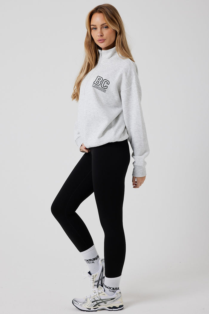 Collingwood Half-Zip Sweatshirt & Leggings Set - Grey Marl / Black