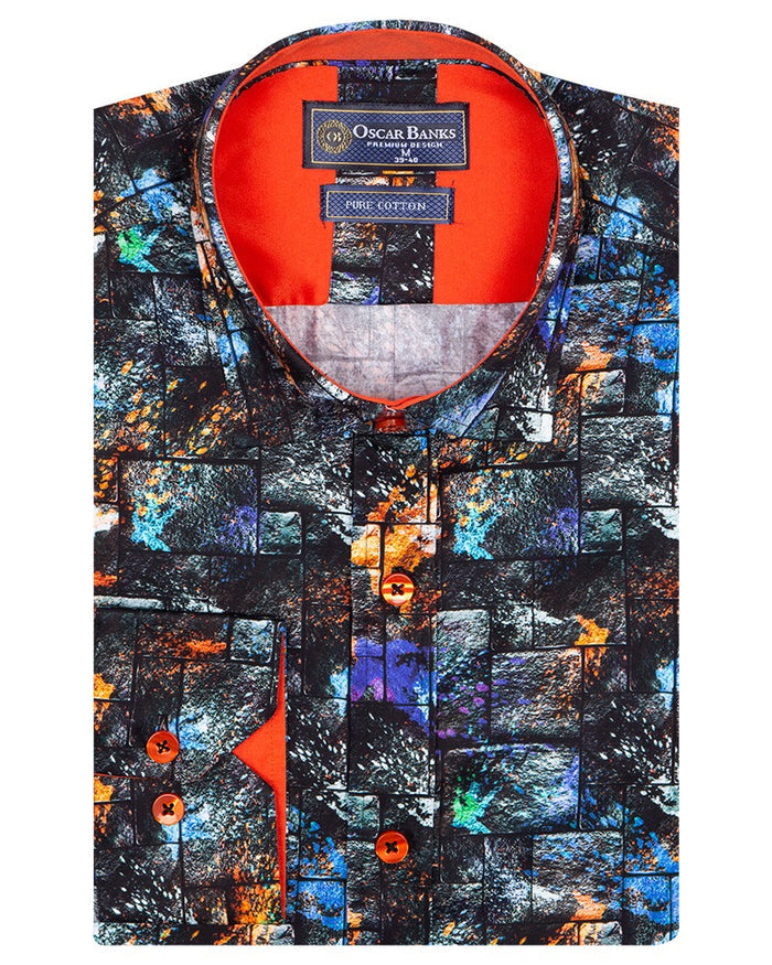Colourful Spray Print Cotton Shirts For Men-Makrom