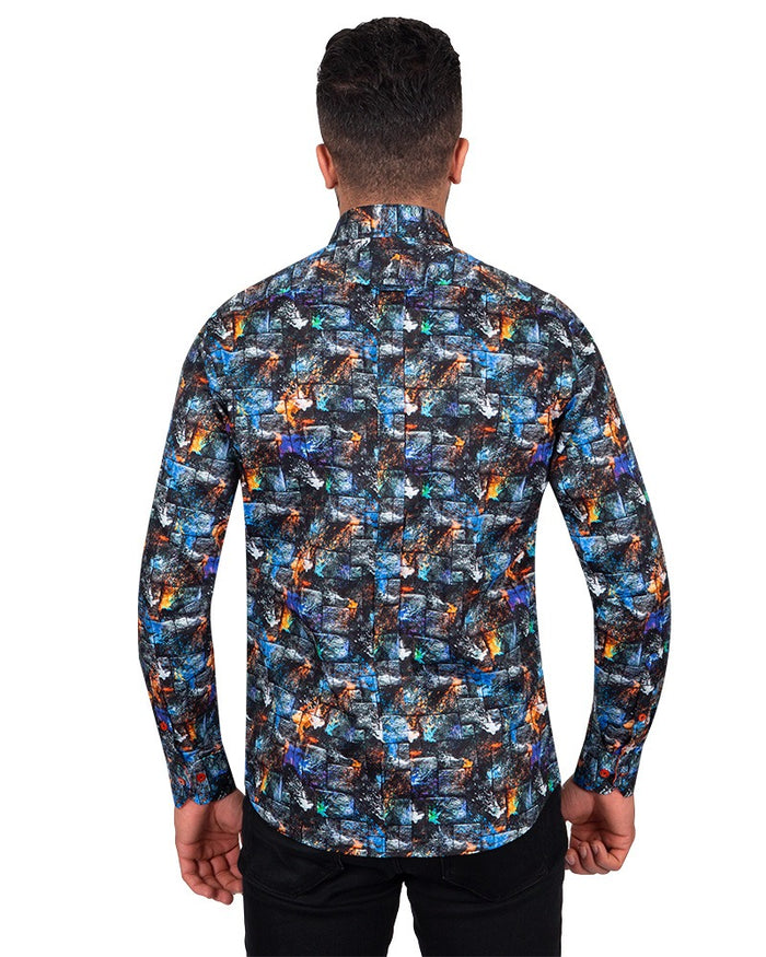 Colourful Spray Print Cotton Shirts For Men-Makrom