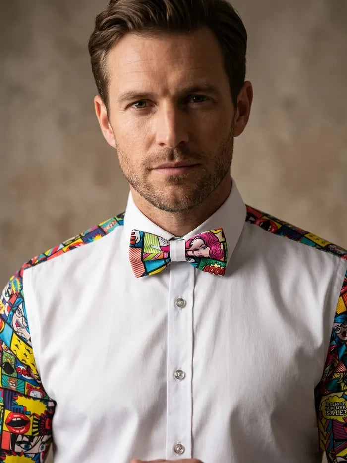 Comic Book Print Tuxedo Shirt
