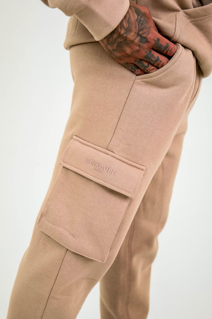 Compton Street Cargo Fleece Tracksuit - Beige