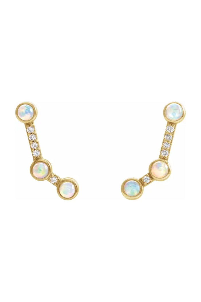 Constellation Climber Earrings - Ethiopian Opal & Diamonds - Pavilion