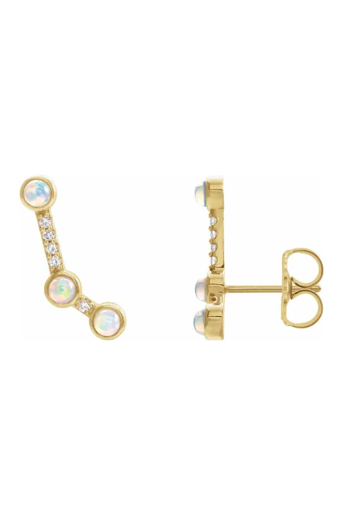 Constellation Climber Earrings - Ethiopian Opal & Diamonds - Pavilion