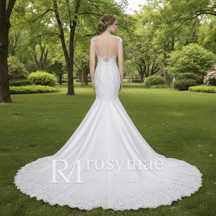 Convertible Mermaid Wedding Gown with Detachable Skirt - Rosymae