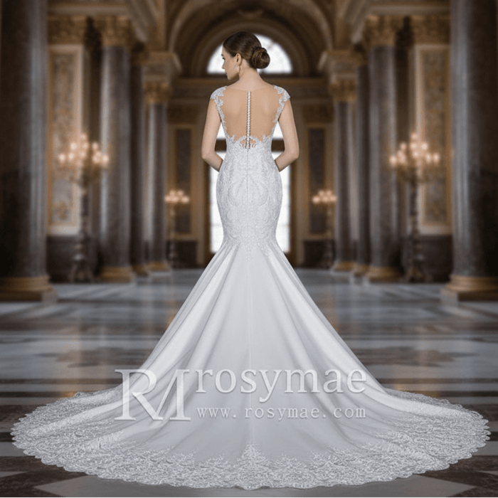 Convertible Mermaid Wedding Gown with Detachable Skirt - Rosymae