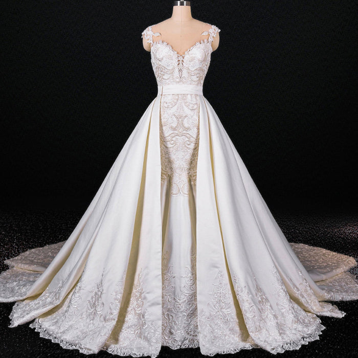 Convertible Mermaid Wedding Gown with Detachable Skirt - Rosymae