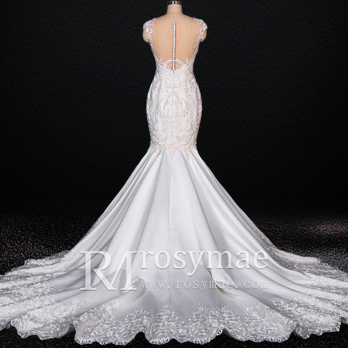 Convertible Mermaid Wedding Gown with Detachable Skirt - Rosymae
