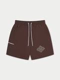 COPYRIGHT EMBLEM MID LENGTH SWIM SHORTS - BROWN