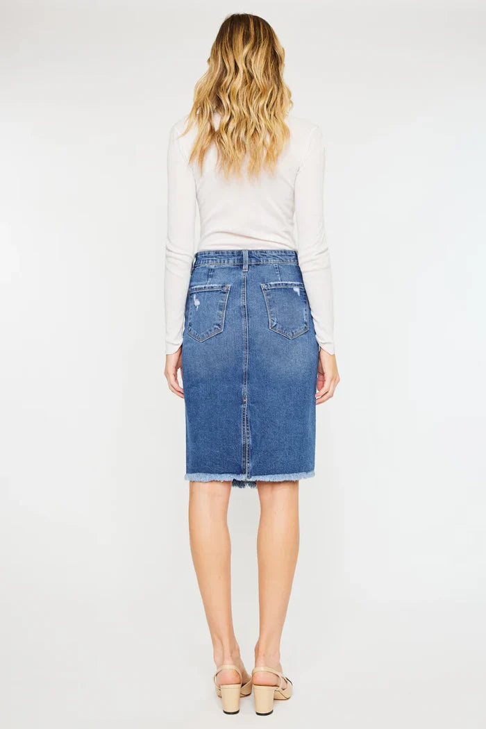 Corinne Mid Rise Asymmetrical Midi Skirt