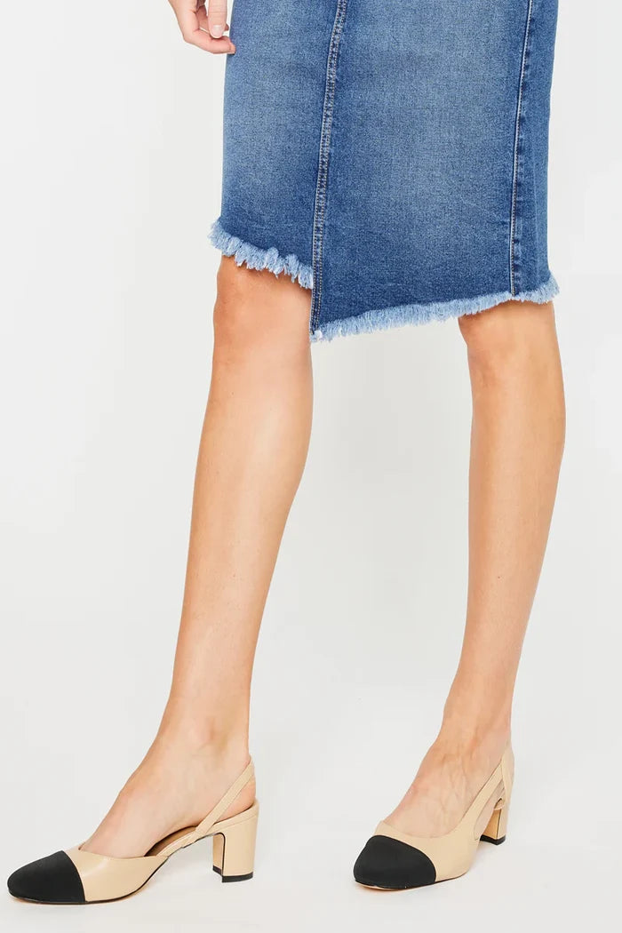 Corinne Mid Rise Asymmetrical Midi Skirt